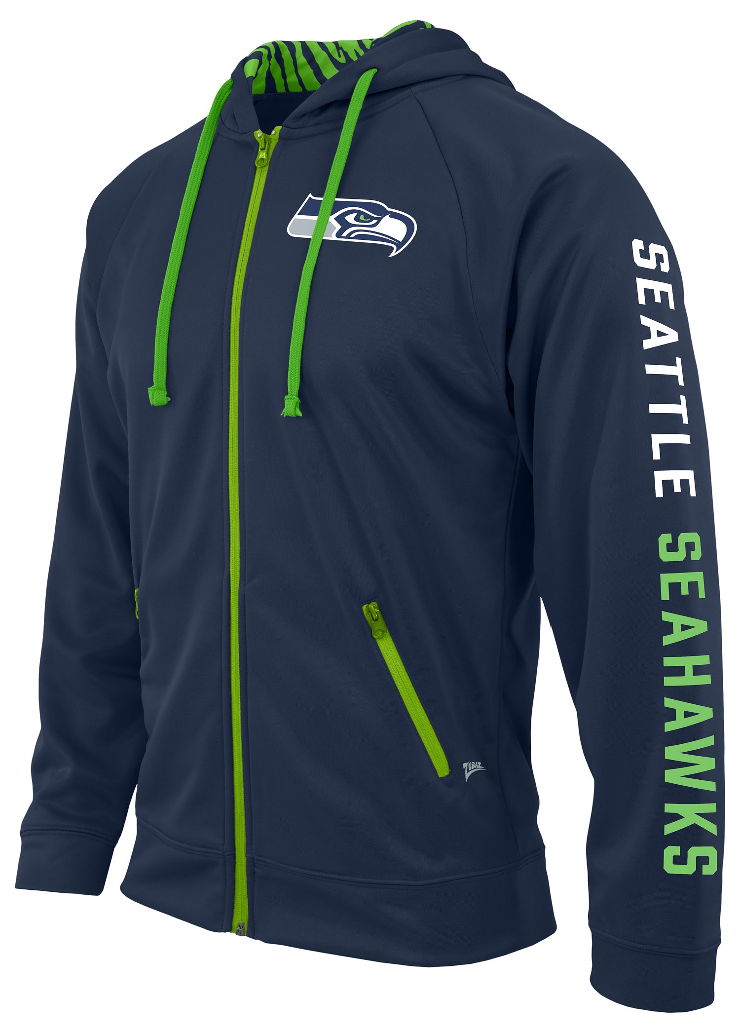 Hot! Zubaz NFL Men's Seattle Seahawks Full Zip Logo Hoodie