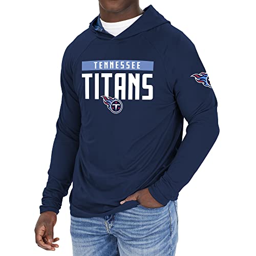 Zubaz Men's NFL Tennessee Titans Lightweight Solid Hoodie with Camo-Lined Hood