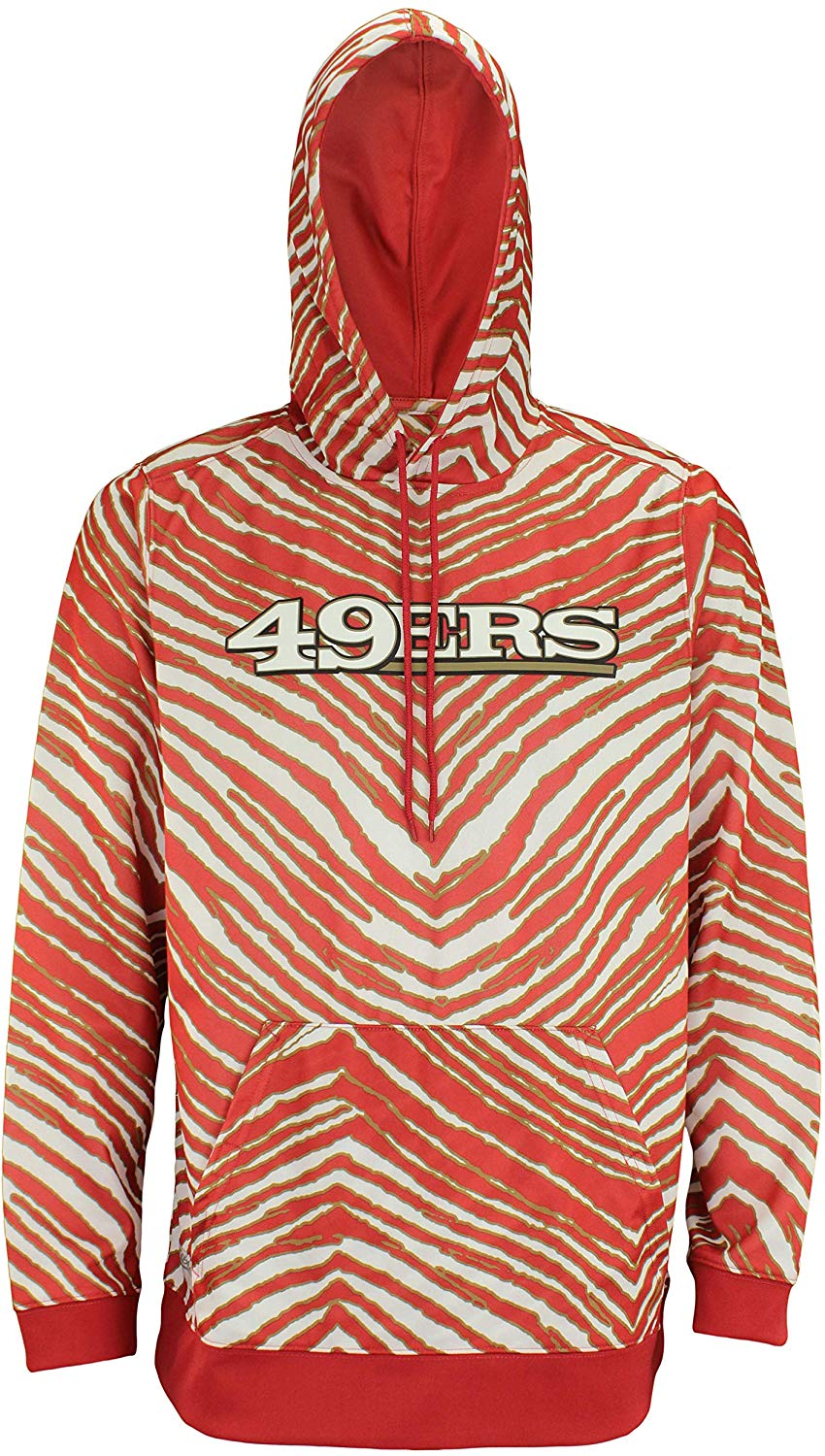 Hot! Zubaz Men's San Francisco 49ers Zebra Print Touchdown NFL Hoodie