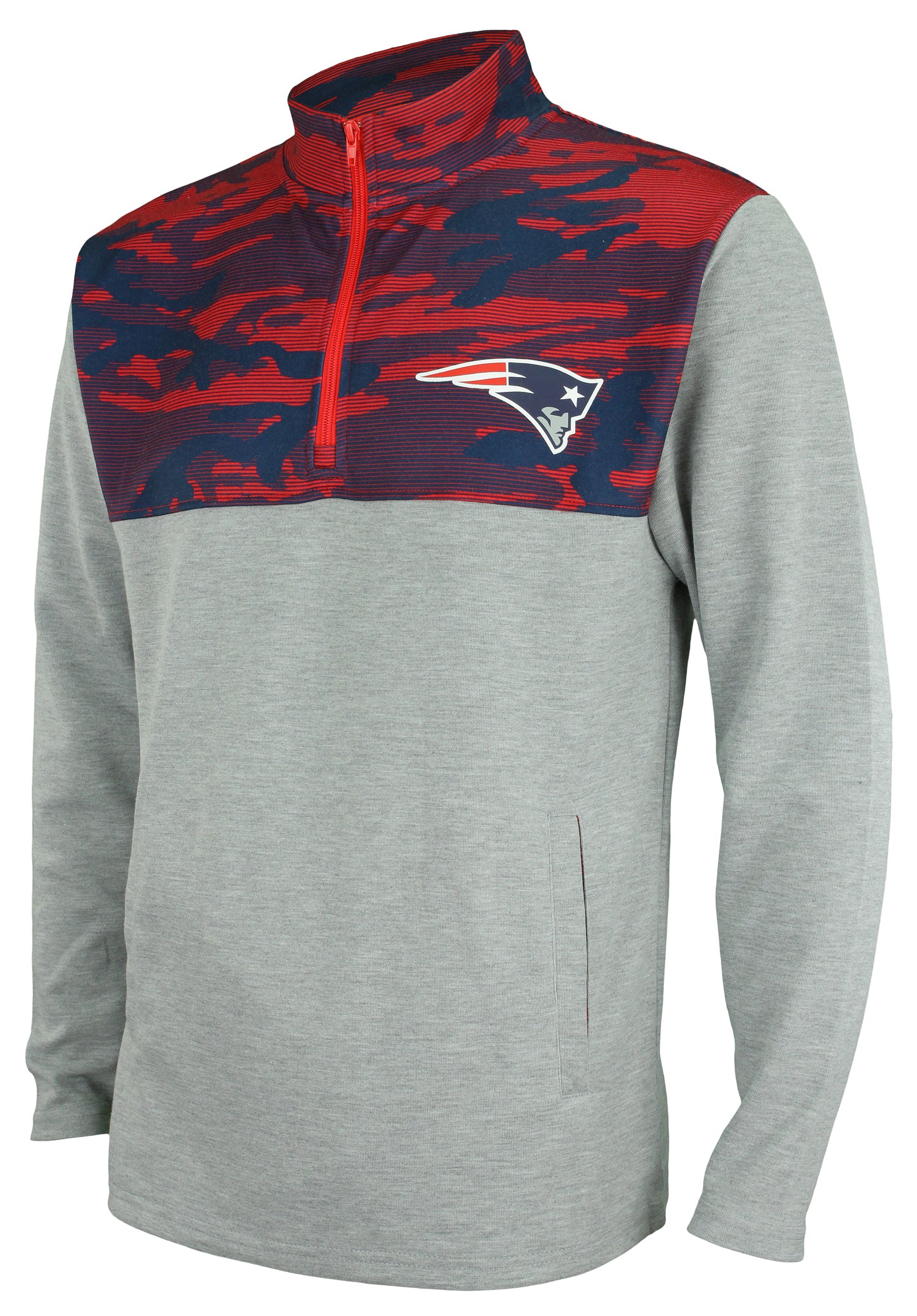 Zubaz Men's New England Patriots 1/4 Zip Fleece Pullover with Camo Design