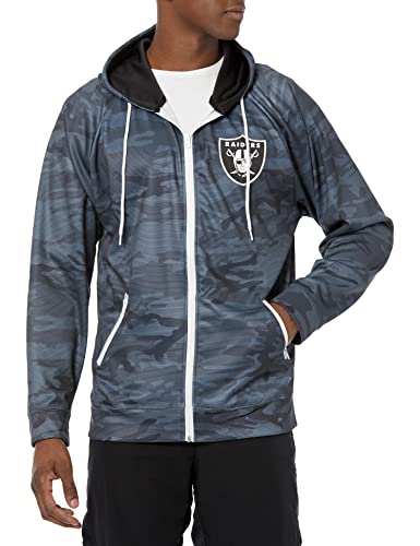 Zubaz Men's NFL Las Vegas Raiders Tonal Black Camo Full-Zip Hoodie
