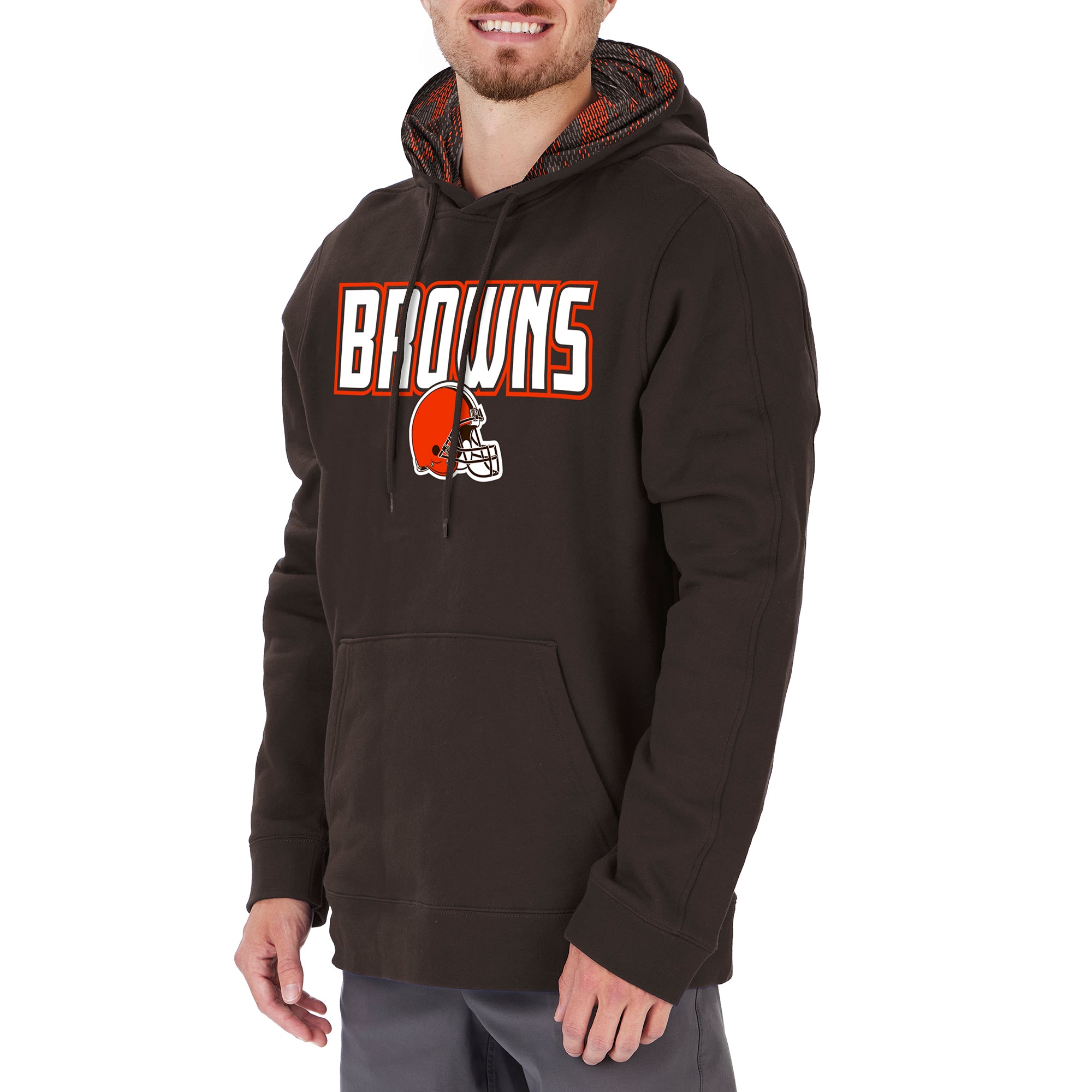 Hot Sale! Zubaz Men's Cleveland Browns NFL Viper Print Hooded Sweatshirt