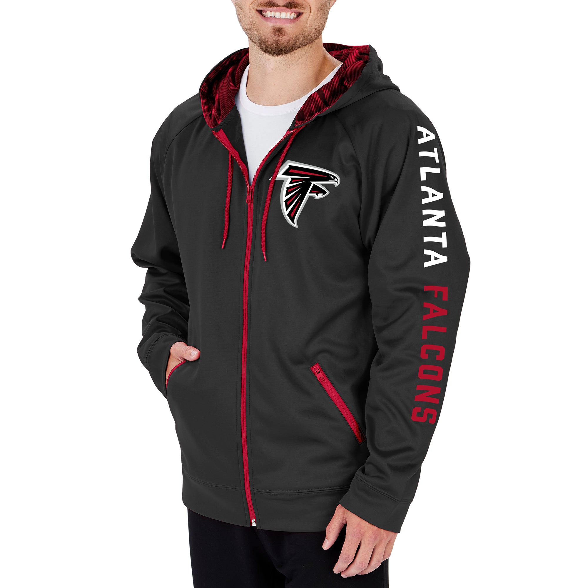 Hot Sale! Zubaz Men's Atlanta Falcons NFL Full-Zip Camo Fleece Lined Hoodie