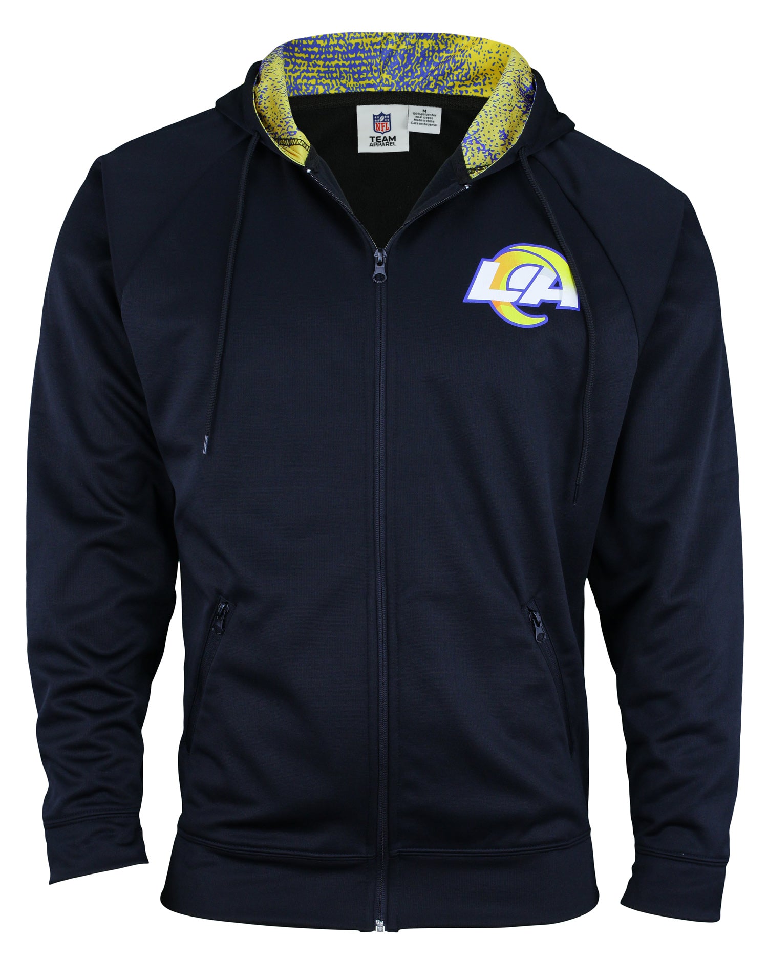 Hot Deal! Zubaz Men's NFL Los Angeles Rams Performance Full-Zip Fleece Hoodie
