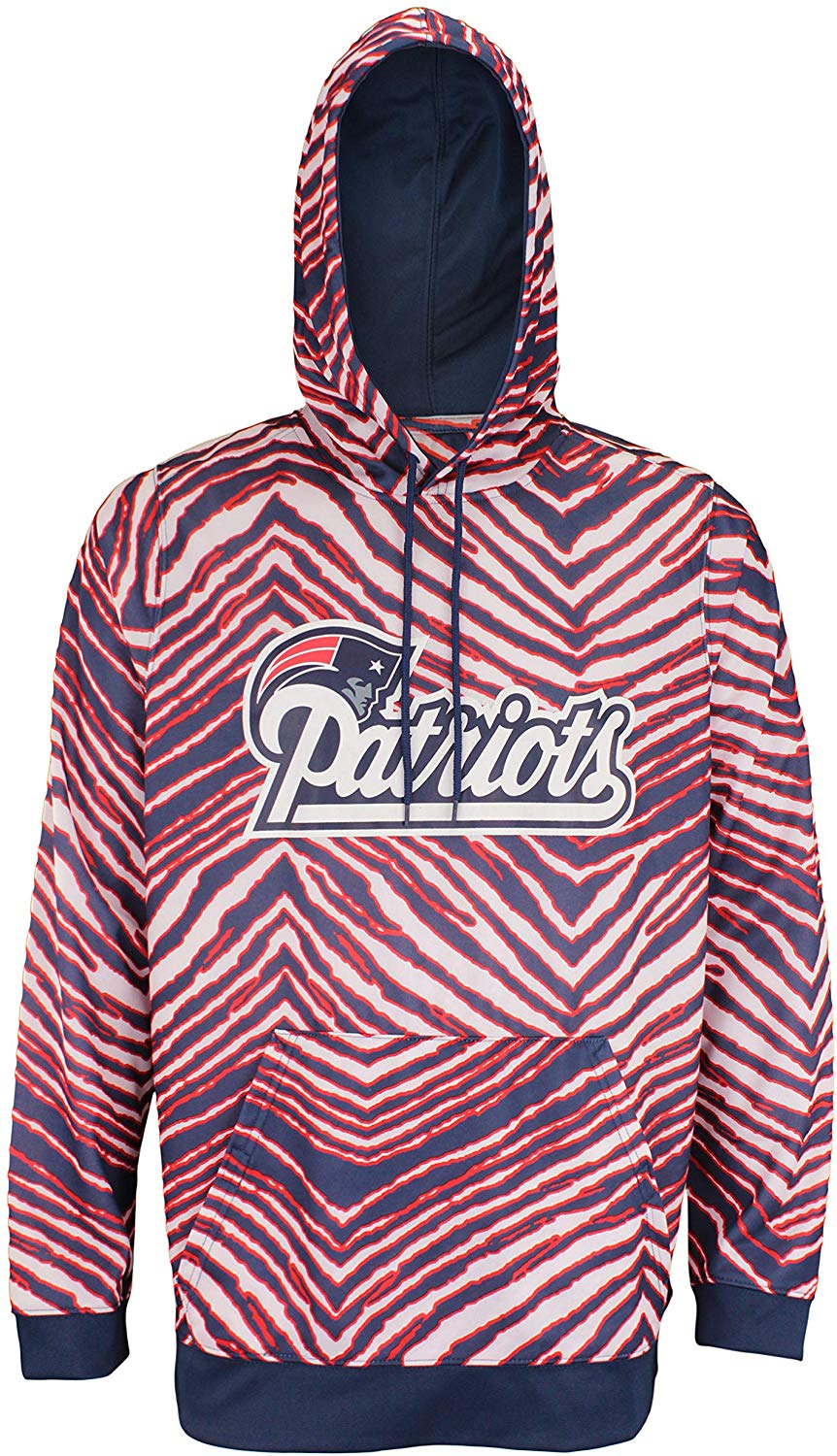 Men's New England Patriots Zebra Print Fleece - Lined Touchdown Hoodie by Zubaz