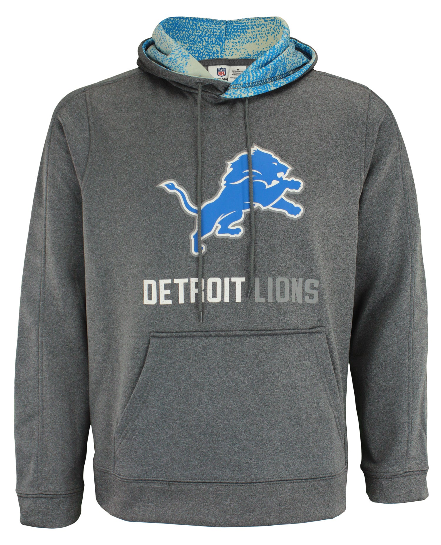 Hot Deal! Zubaz NFL Detroit Lions Men's Performance Heather Grey Fleece Hooded Sweatshirt