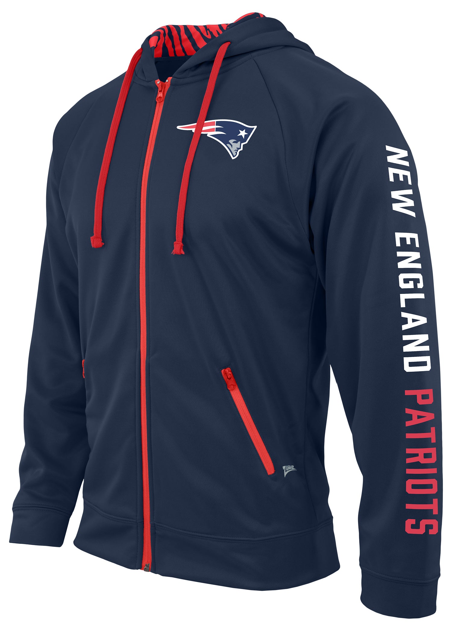 New England Patriots Zubaz NFL Men's Full Zip Zebra Print Hoodie