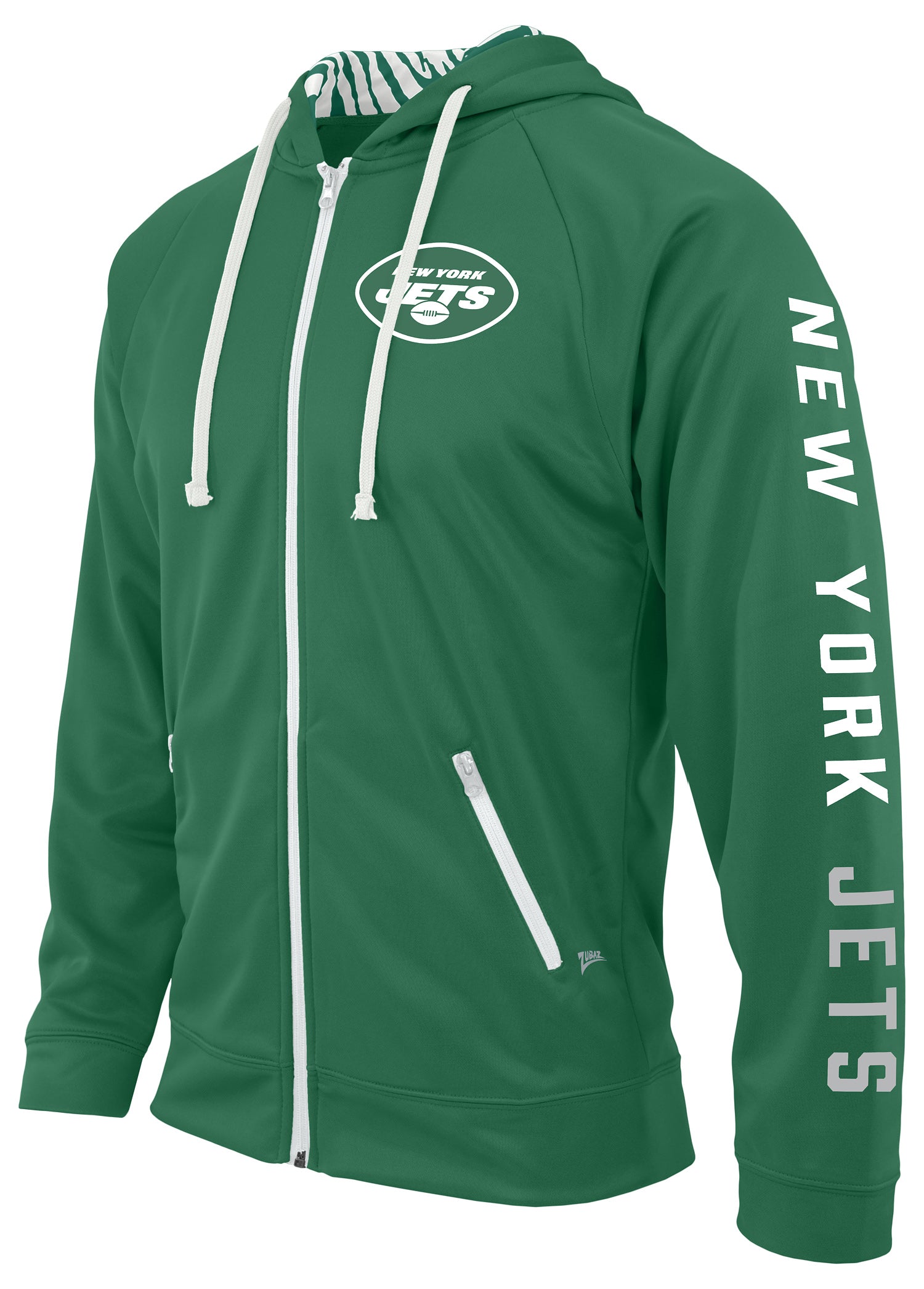 Zubaz NFL Men's New York Jets Full Zip Zebra Print Logo Hoodie