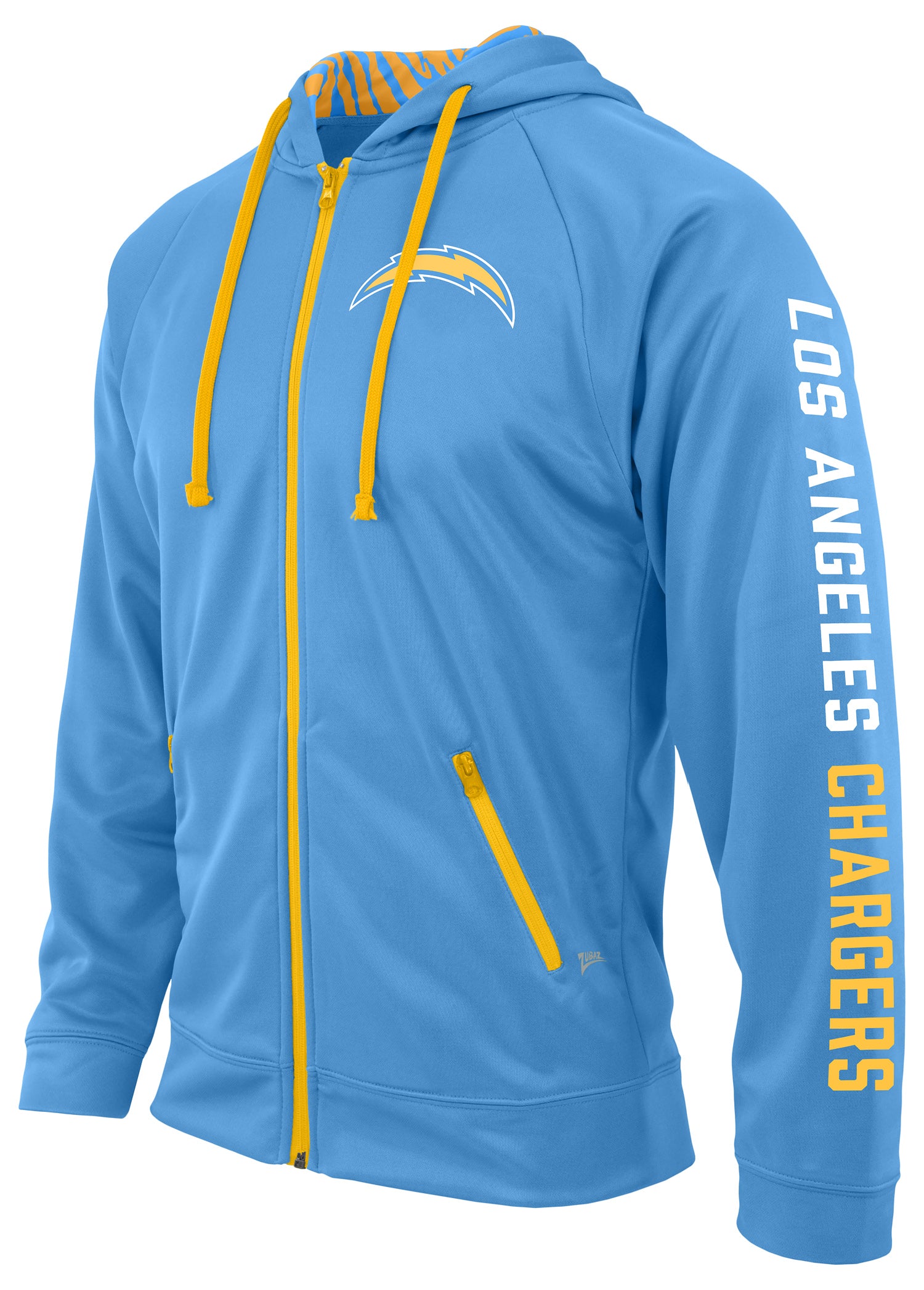 Hot Deal! Zubaz NFL Men's Los Angeles Chargers Full - Zip Zebra Print Logo Hoodie