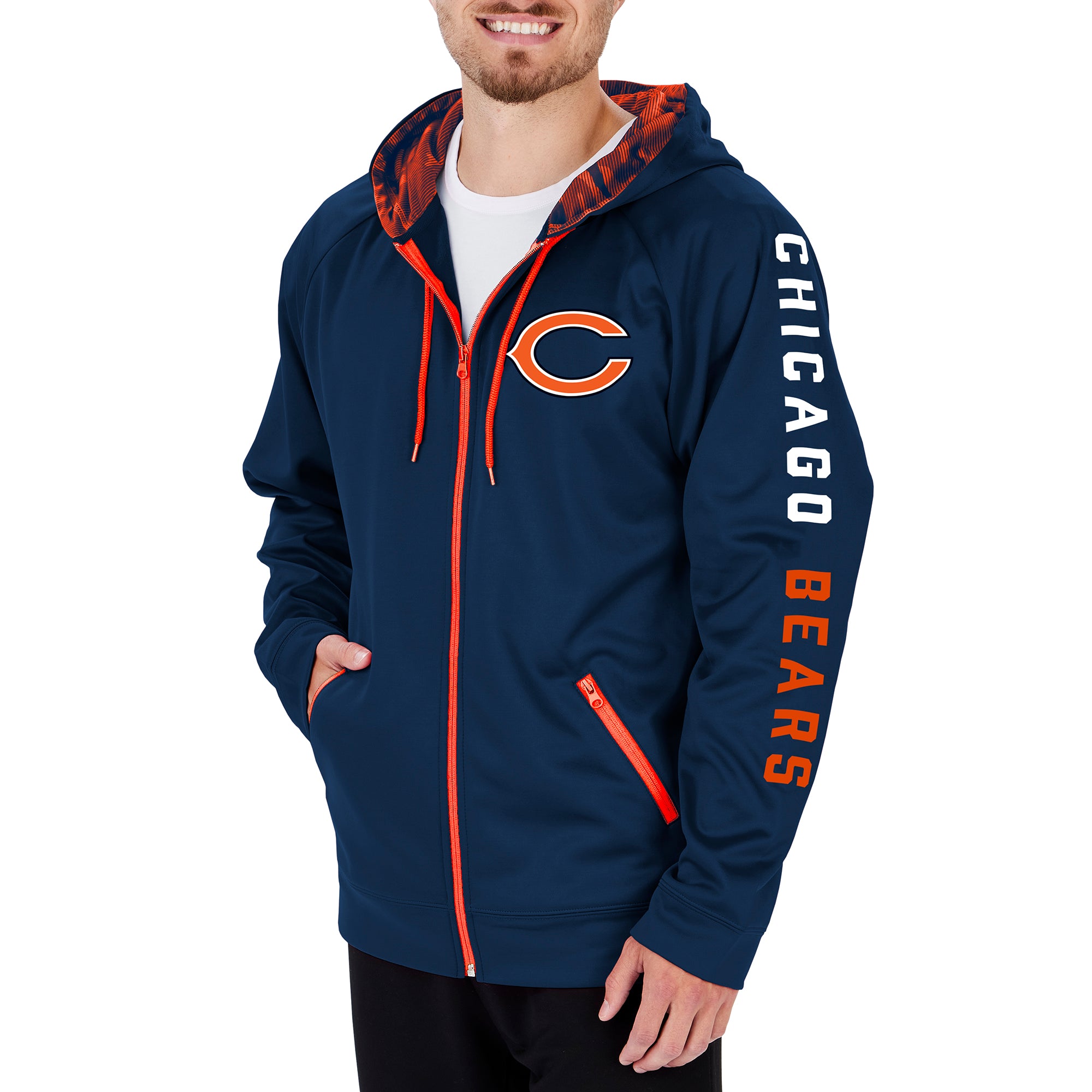 Zubaz Men's NFL Chicago Bears Full-Zip Camo Fleece Lined Hoodie