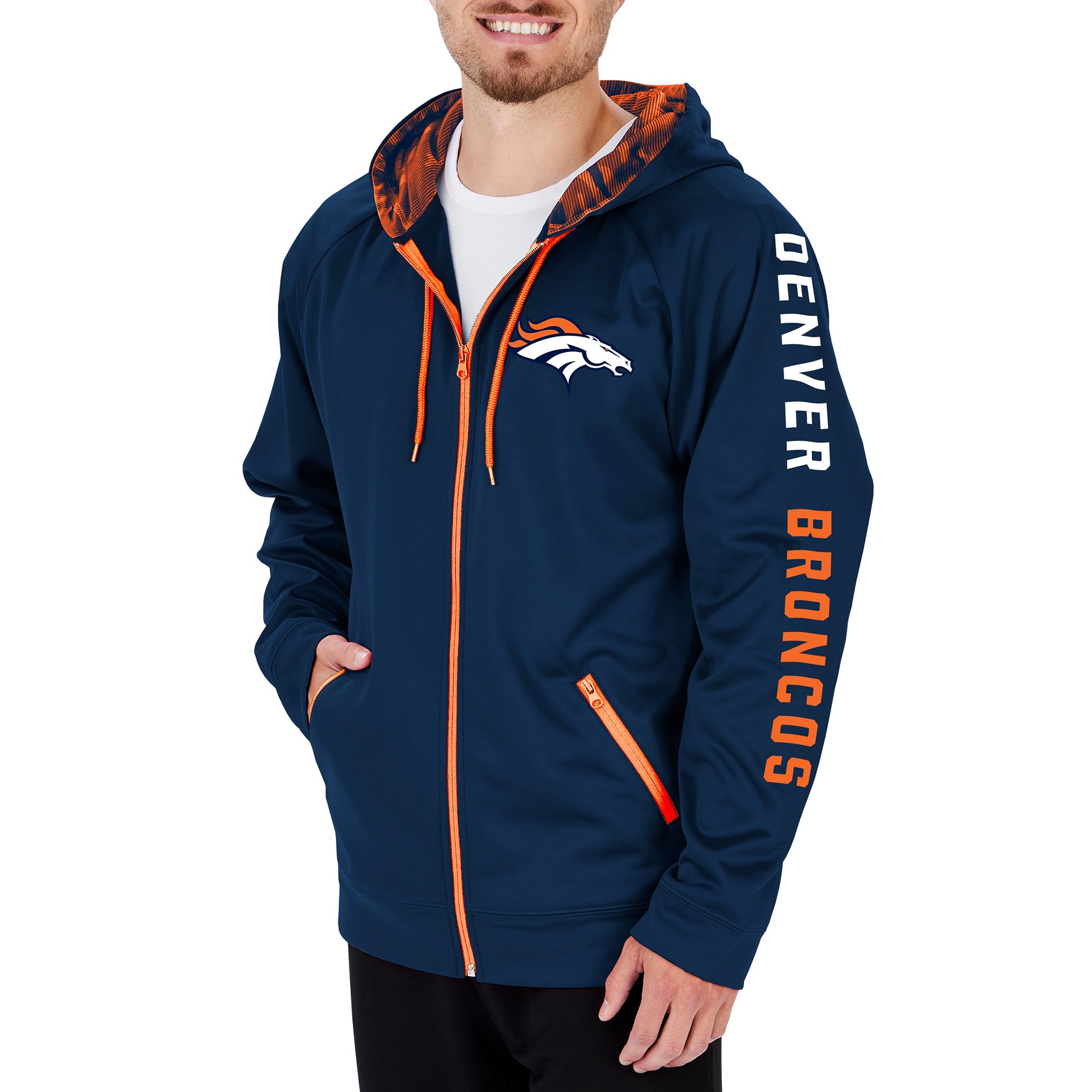 Hot Deal! Zubaz Men's NFL Denver Broncos Full - Zip Camo - Lined Hoodie