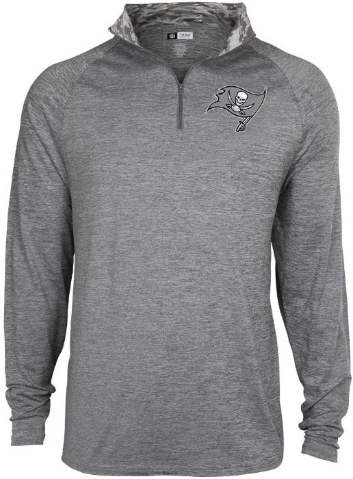 Hot Deal! Zubaz NFL Tampa Bay Buccaneers Men's Tonal Gray Quarter Zip Sweatshirt