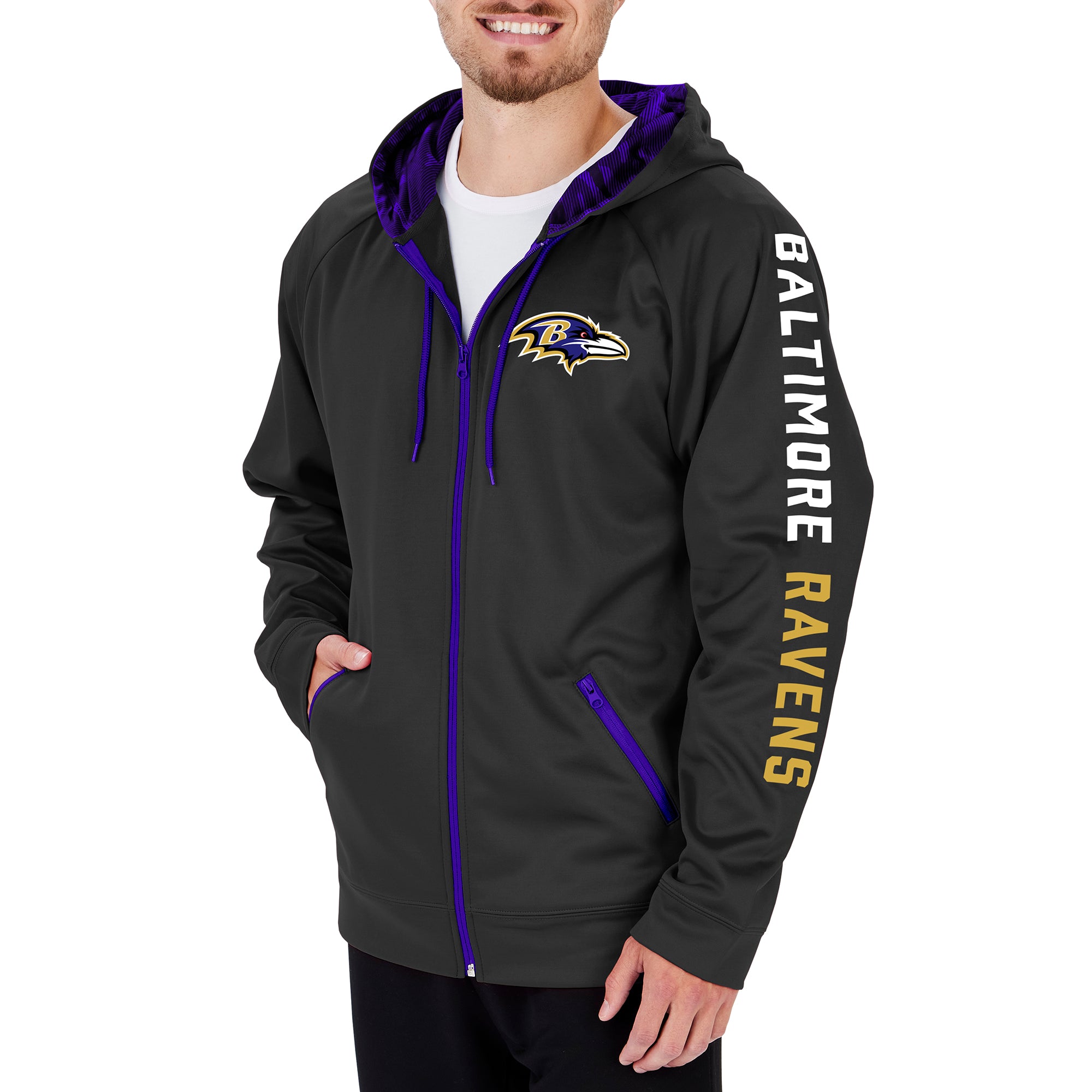 Zubaz Men's Baltimore Ravens NFL Full Zip Camo Lined Fleece Hoodie