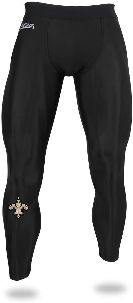 Zubaz Men's Black Compression Active Performance NFL New Orleans Saints Leggings