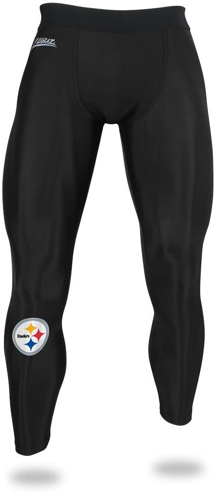 Hot Sale! Zubaz Men's Compression Black Leggings for Pittsburgh Steelers NFL Fans