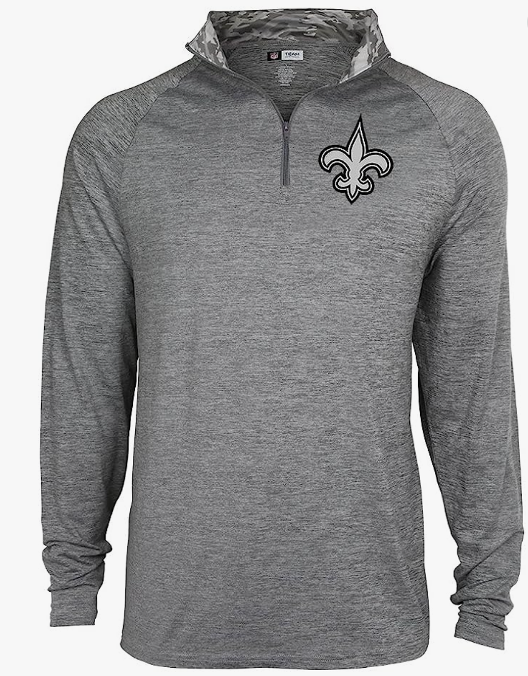 Men's NFL New Orleans Saints Tonal Gray Quarter Zip Comfortable Sweatshirt