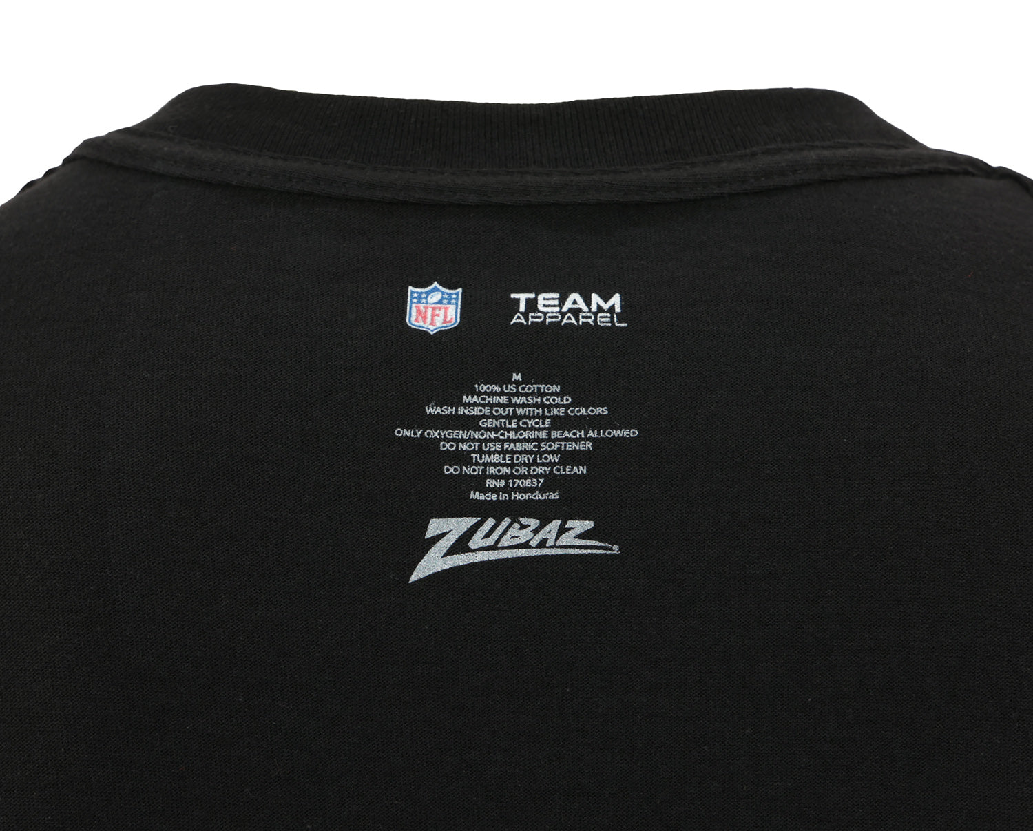Zubaz NFL Unisex Heavyweight Cotton Short Sleeve T-shirt - Black with Grey Logo, Carolina Panthers - Limited Offer