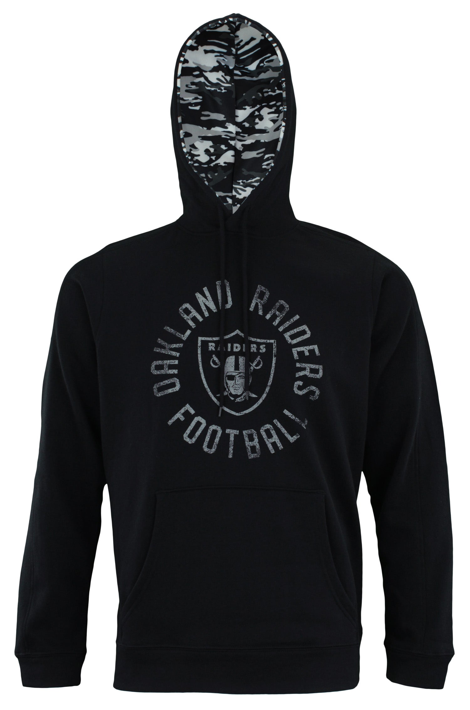 Men's Oakland Raiders Camo Lined Pullover Hoodie by Zubaz for NFL Fans