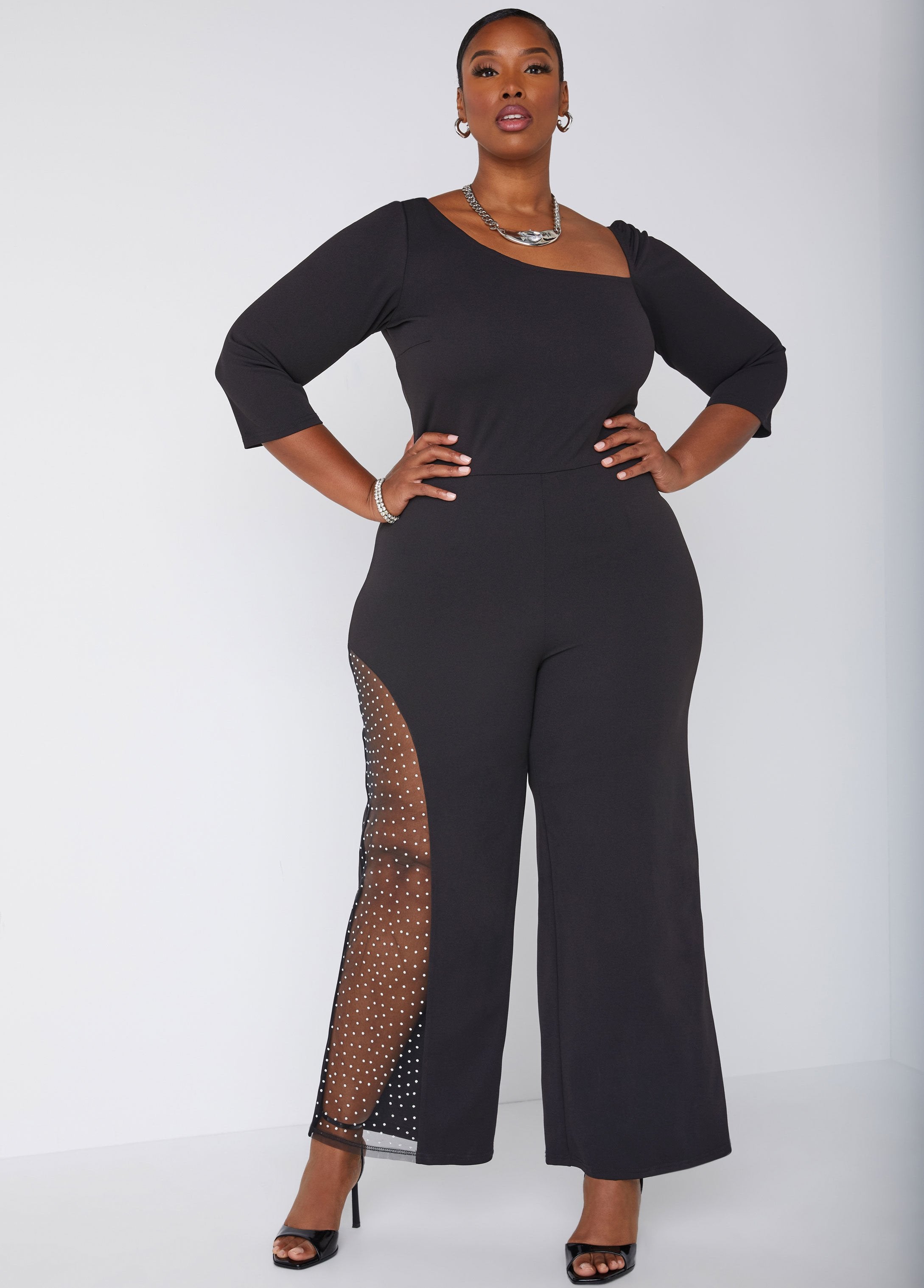 Limited-Edition Embellished Mesh Jumpsuit for Holidays