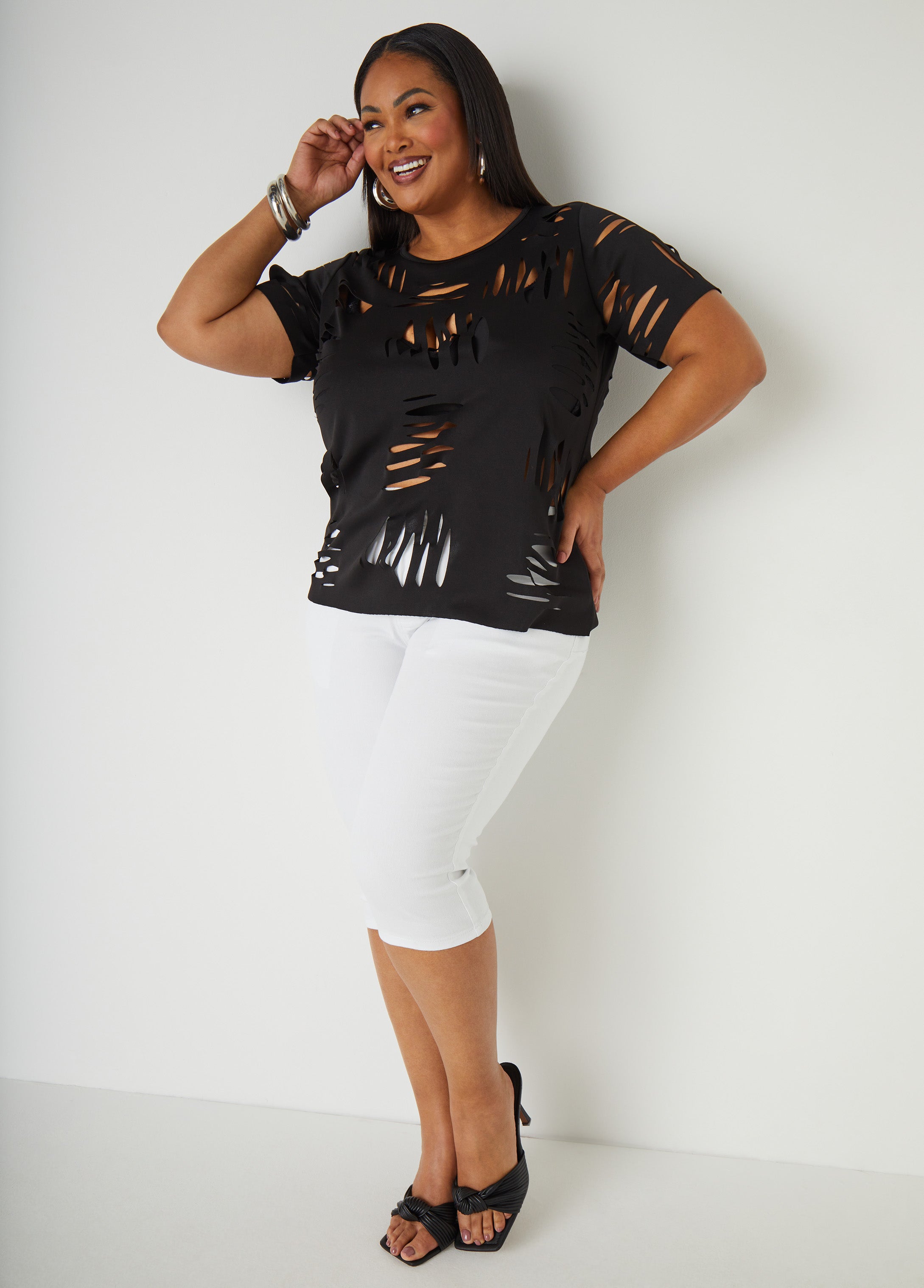Stylish Scuba Fabric Cutout T-shirt for a Fashion - Forward Look