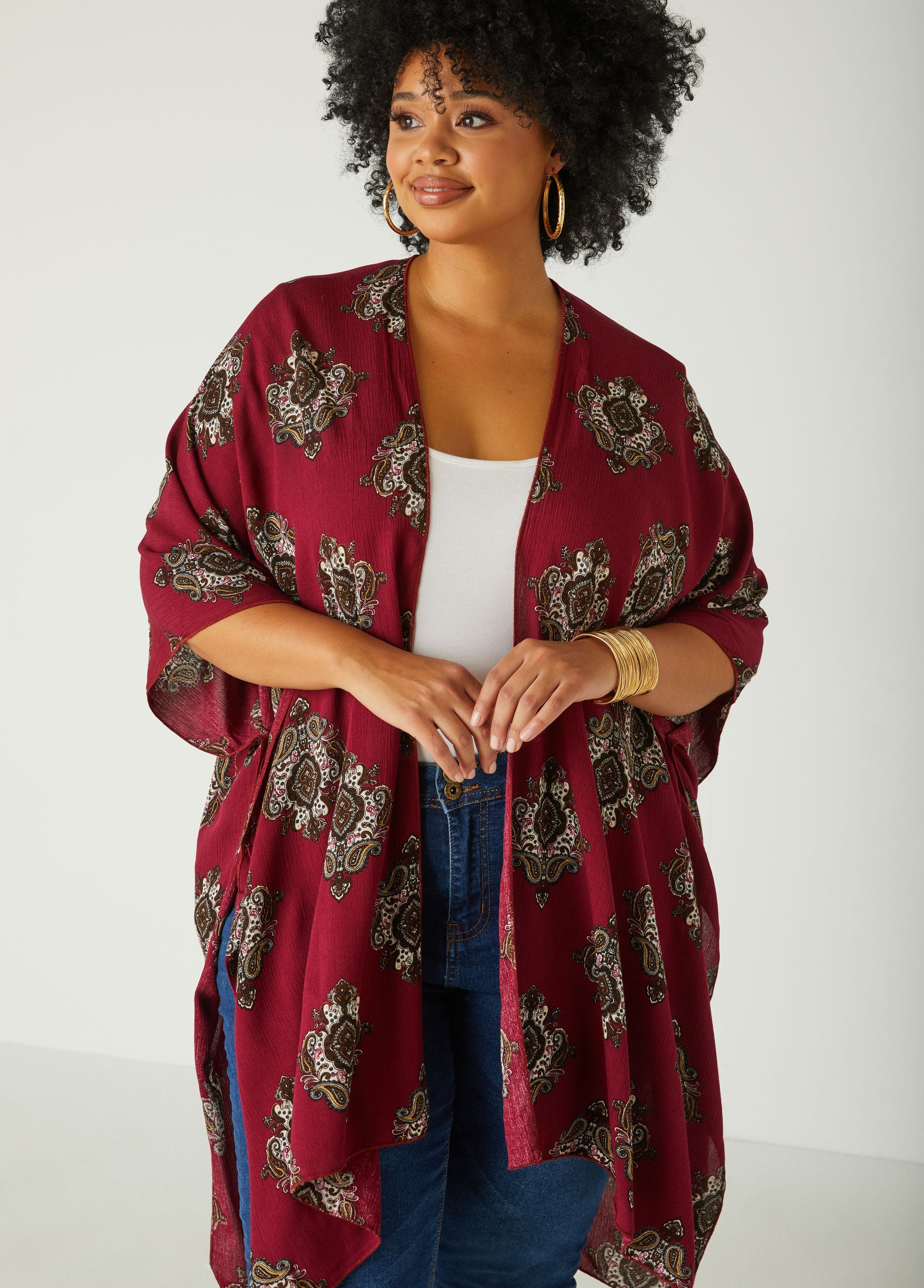 Hot Sale Paisley Print Woven Kimono