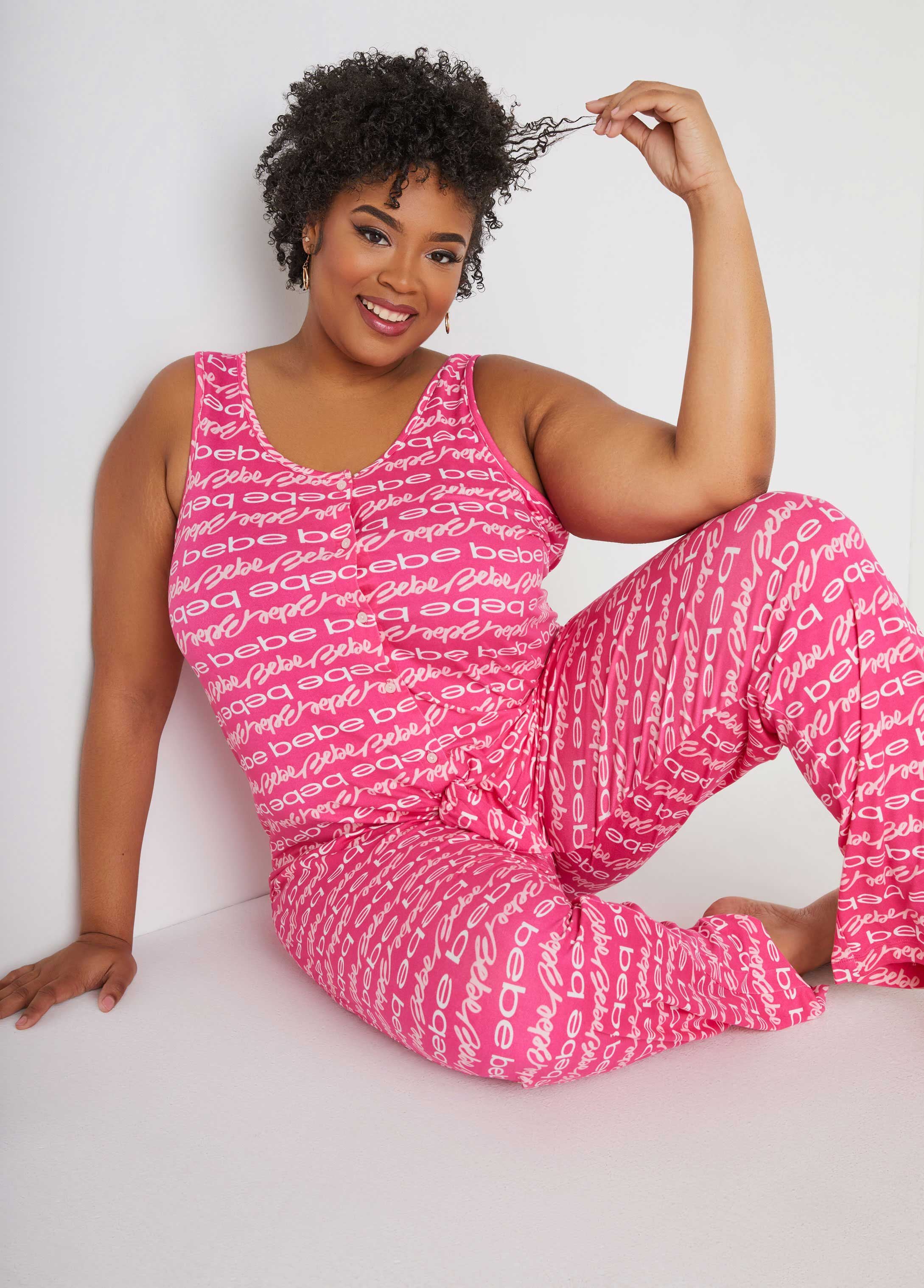 Bebe Signature Printed Stylish Pajama Set for Relaxed Lounging