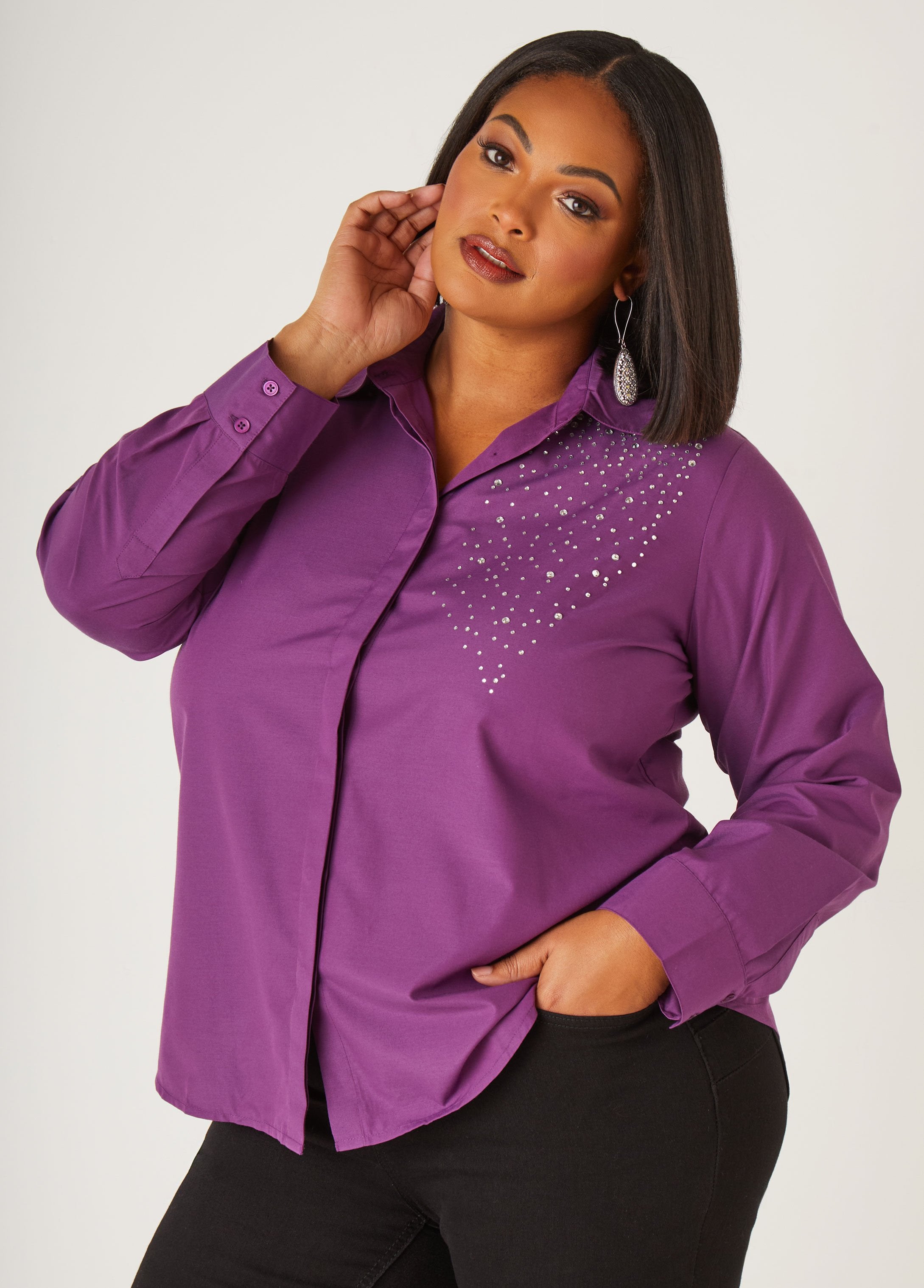 Holiday Sale! Sparkling Crystal Poplin Shirt