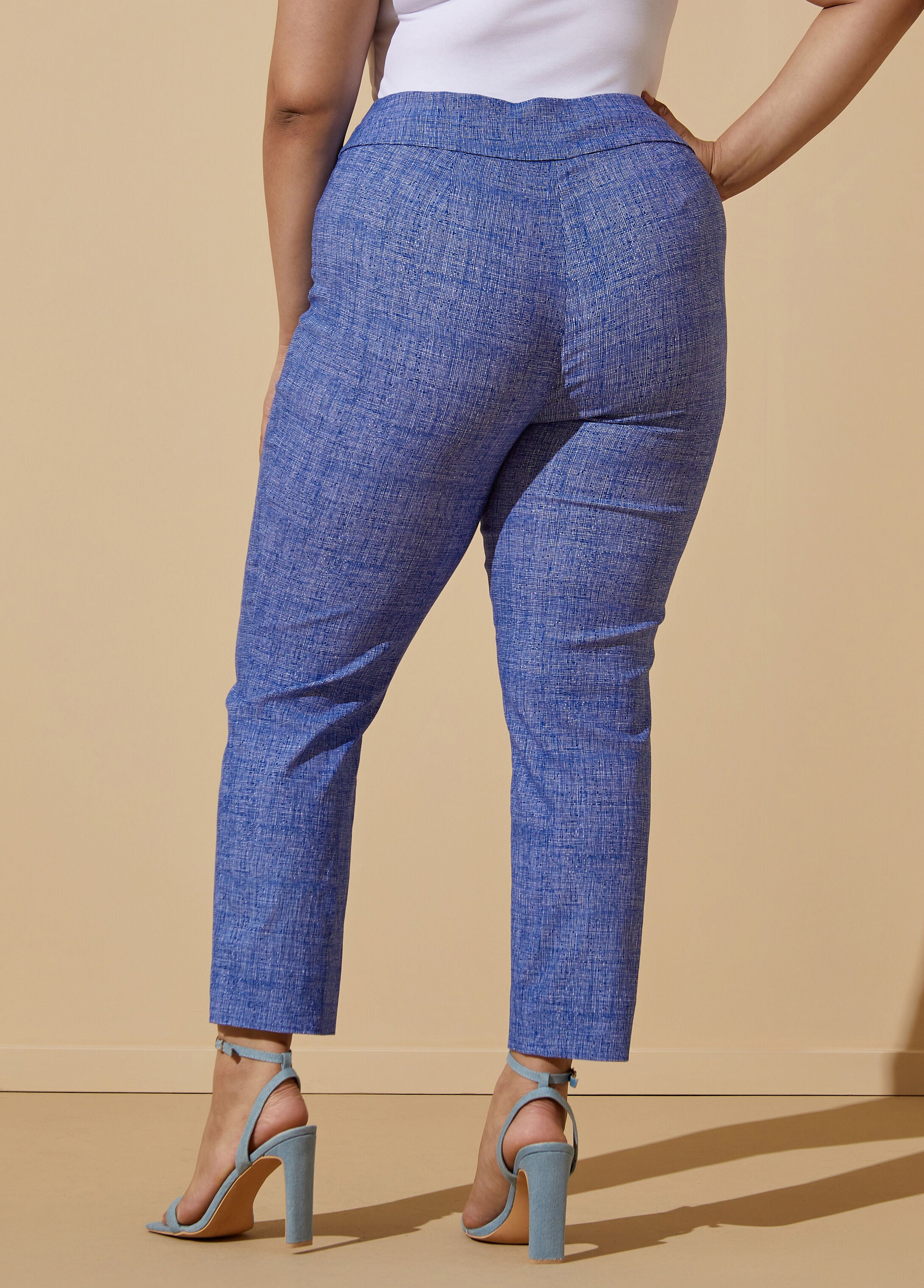 Stunning Textured Stretch Twill Ankle Pull - on Pants