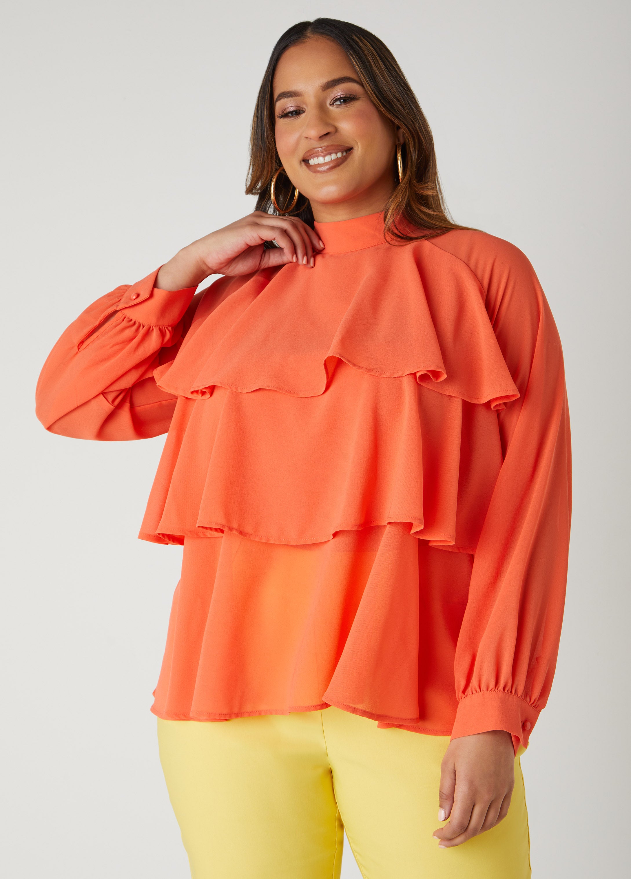 Summer Deal: Tiered Ruffled Crepe Women's Top