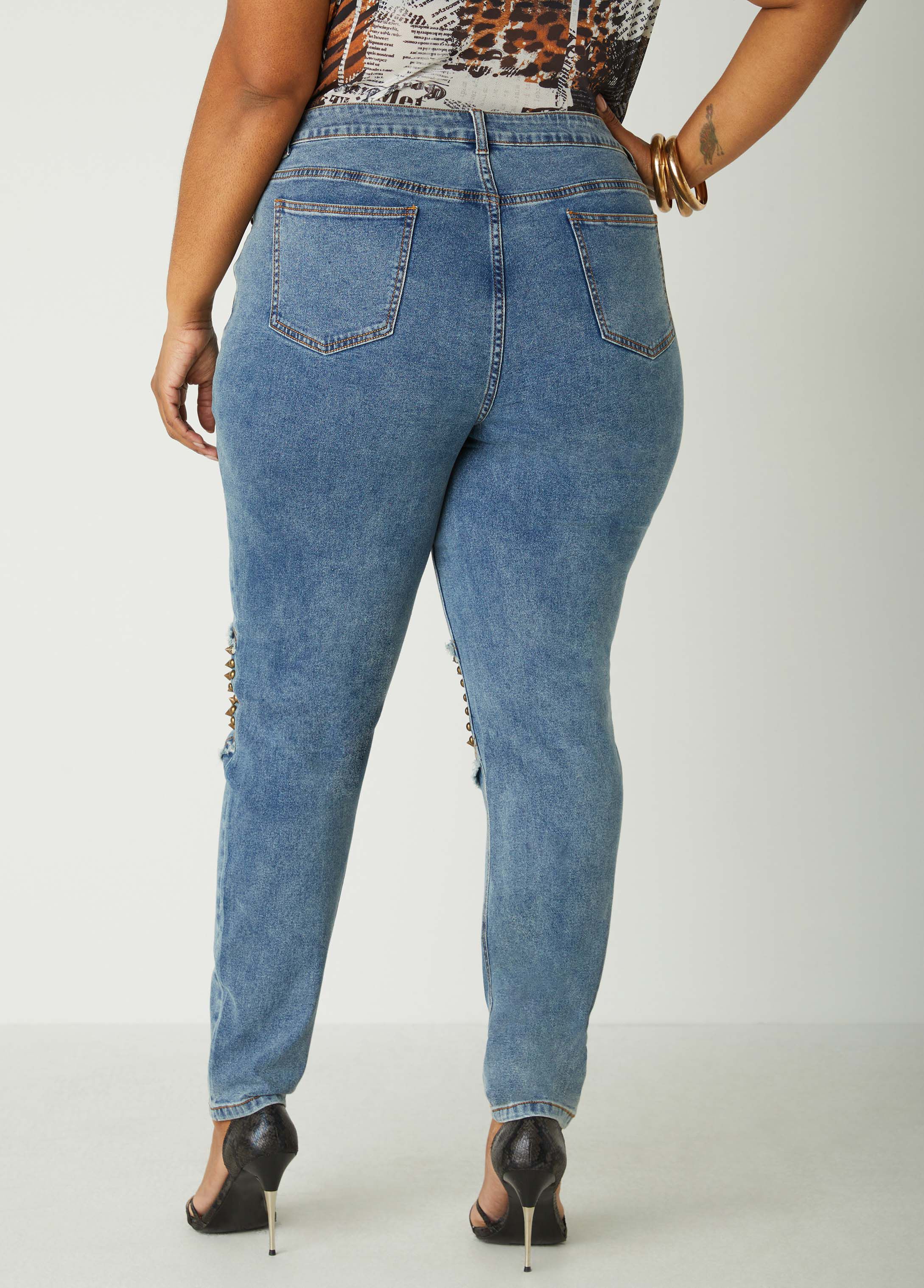 Hot Studded Mid-Rise Skinny Jeans