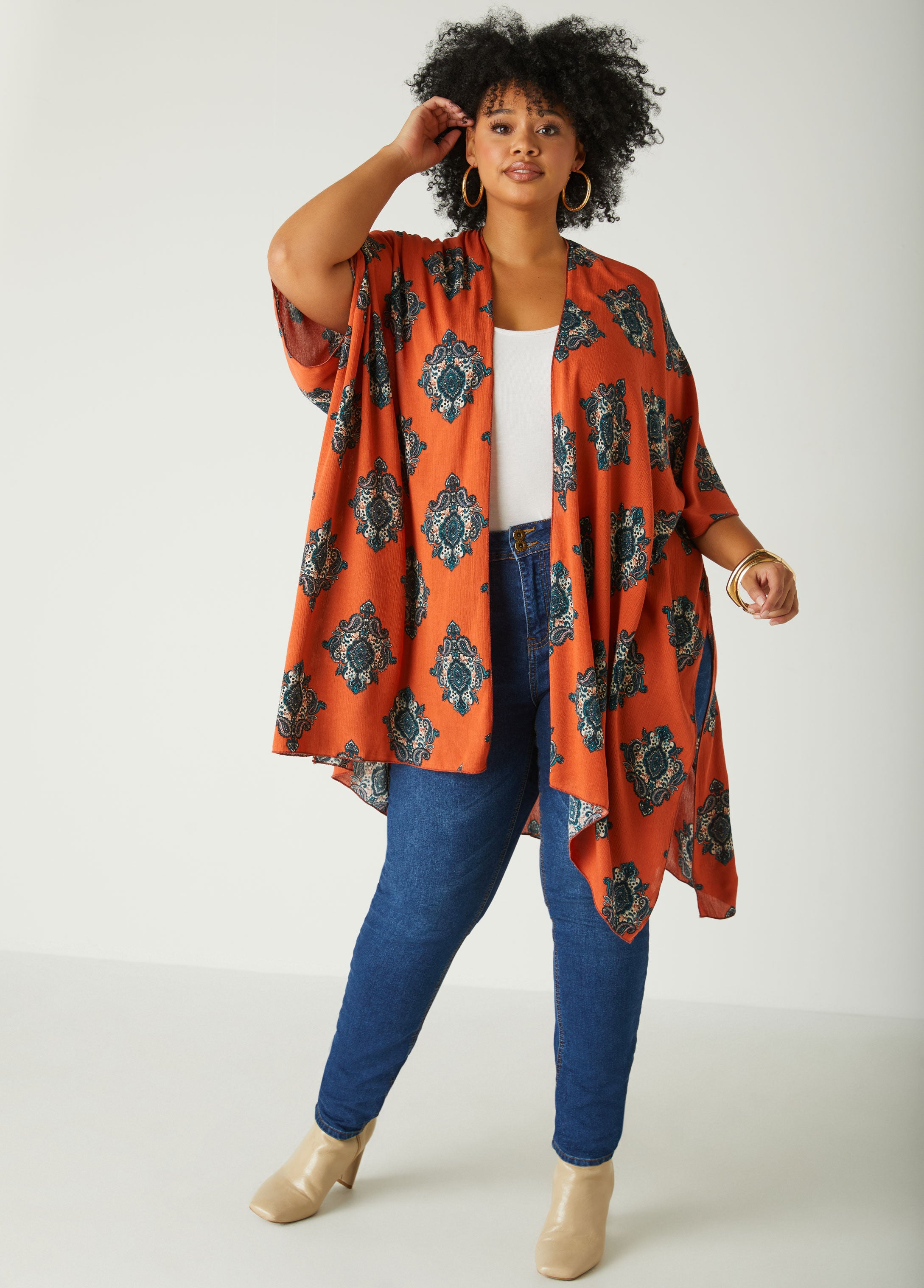 Hot Sale Paisley Print Woven Kimono