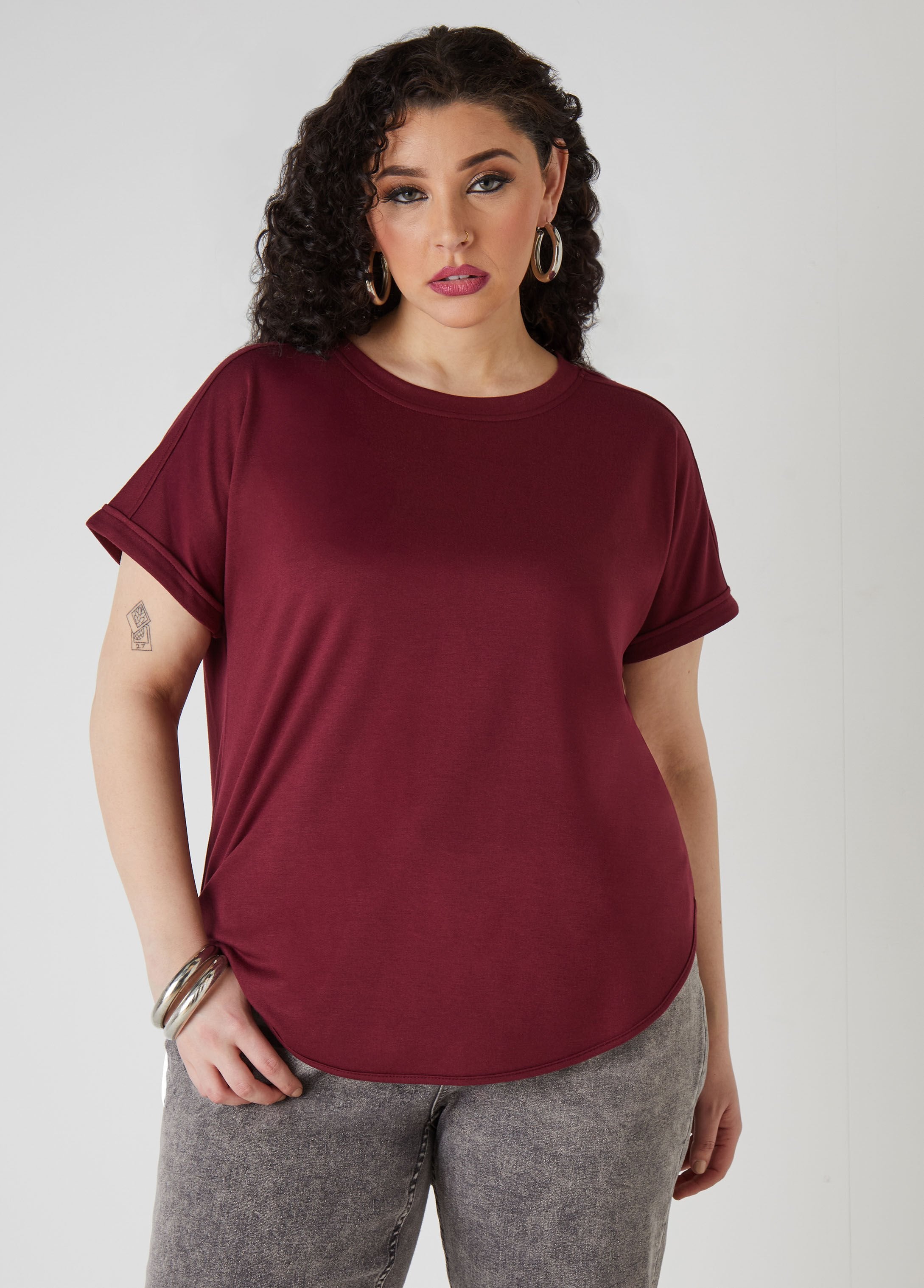 Stylish Soft Cuffed French Terry Women's Top for Everyday Wear