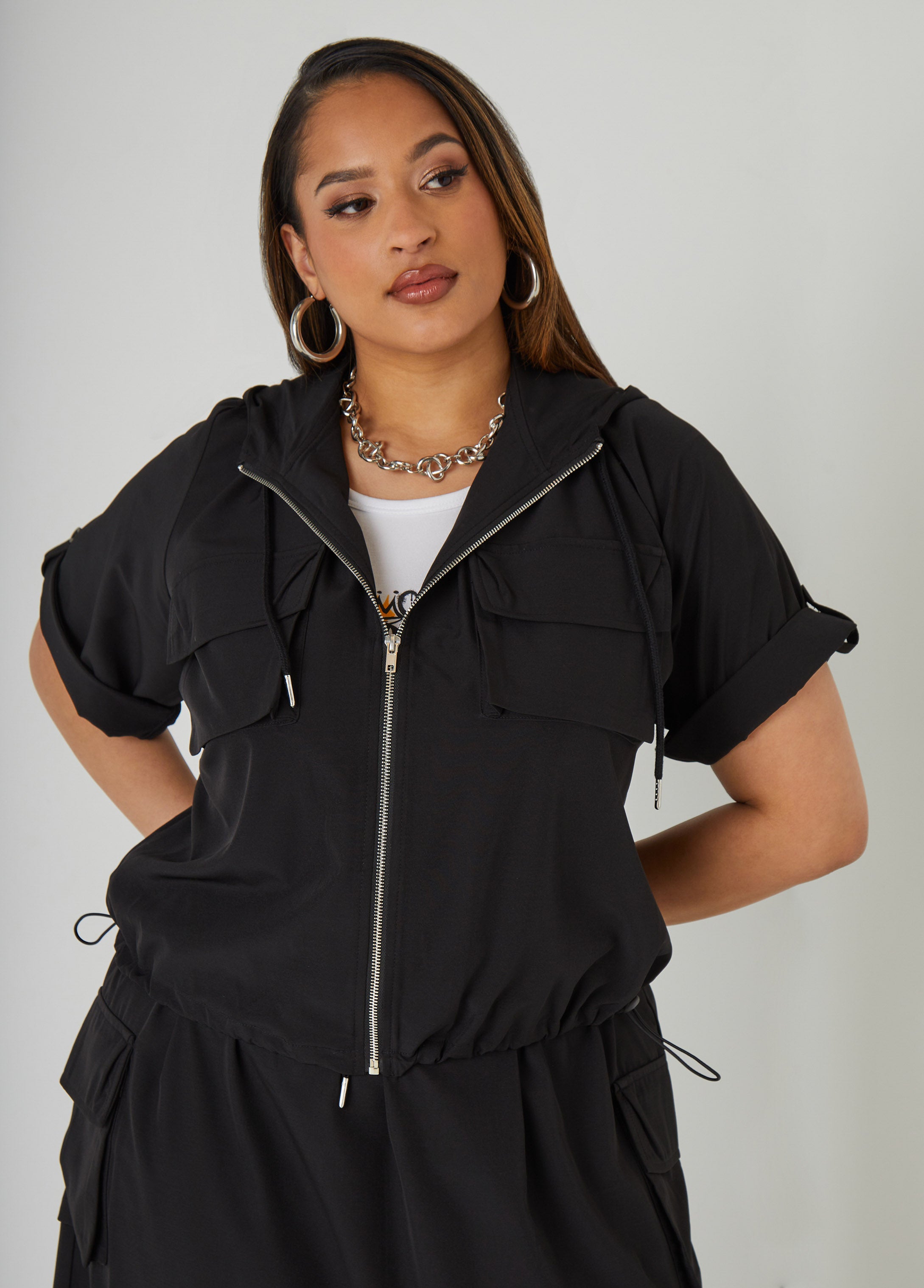 Hot Sale! Effortless Chic Hooded Drawstring Cargo Jacket for Fashion Lovers